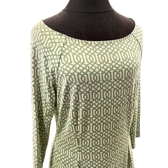 J McLaughlin Green White Lattice Print Catalina Cloth Dress Medium - Picture 4 of 12